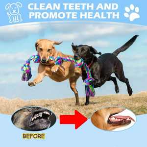Juguetes Interactivos para Perros, Juguete Masticable <span class=keywords><strong>de</strong></span> Algodón Natural Ecológico para Perros Grandes/Medianos, Juego <span class=keywords><strong>de</strong></span> Tira y Afloja Resistente para Limpieza Dental - Product Image 5