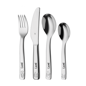 WMF Posate per Bambini Farm con Incisione + Bavaglino con Nome Volpe + Sonaglio - Product Image 2