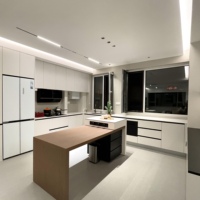 Meubles de cuisine modulaires modernes de style français en bois massif, écologiques et résistants à l'eau, unités de rangement au sol, pour appartement