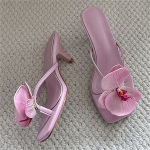 2025 Summer New Ladies' Stiletto High Heels for Slippers <b>Sweet</b> Girl <b>Flower</b> Anti-Slippery Breathable Height Increasing Soft - Product Image 2