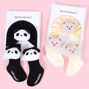 유럽 및 미국 가을용 면 니트 만화 모자 양말 세트 아기 소녀 및 소년용 진화 - Product Image 3