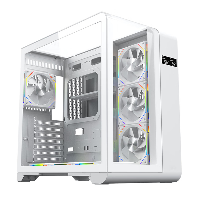 Lovingcool Triple Sided Tempered Glass ATX Mid Towers Computer Desk Case Gaming Casing Desktop Pc Case with 120mm ARGB Fan