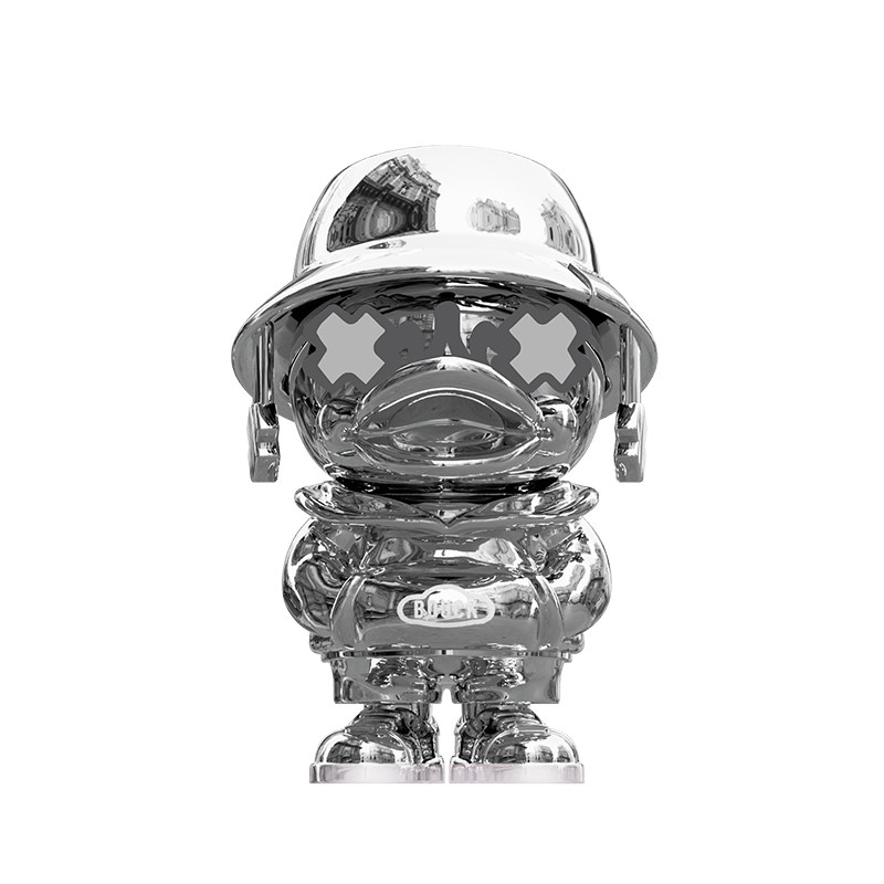 Porte-clés canard super cool plaqué argent, poupée-8 cm