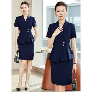 Women's Suit Set Short Sleeve Blazer Skirt Pants Formal Workwear Commute Anti-Wrinkle Worsted Fabric - Product Image 4