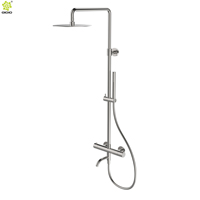 Robinet de baignoire thermostatique en acier inoxydable 316L PVD brossé or, ensemble de douche effet pluie