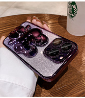 Coque de téléphone pour iPhone 16 miroir de chat à paillettes dégradées pour iPhone 15 14 13 Pro Max silicone mignon miroir de support miroir de luxe couverture de support