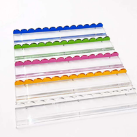 Support de Mahjong en Acrylique Transparent avec Poussoir Magnétique, Barre de Poussée en Caoutchouc en Forme de Vague, Support de Tuiles de Mahjong pour Accessoires de Jeu