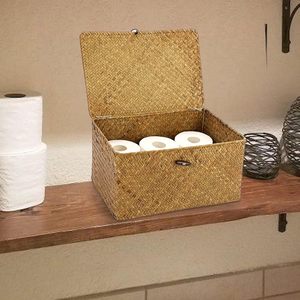 ถังเก็บเคาน์เตอร์แบบธรรมชาติกล่องใส่ขนมปังทรงรีทำจากไม้หญ้าทะเลแบบโบราณกระป๋องสีดำสีขาวสำหรับเคาน์เตอร์ครัวสีม่วง - Product Image 3