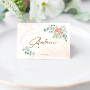 Cartes de <span class=keywords><strong>nom</strong></span> de table et de réception de mariage haut de gamme personnalisées, estampées à chaud, style rose, collection First Love - Product Image 3