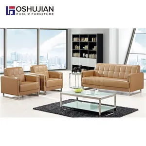 Foshan Fabriek Meubels Woonkamer Kantoor Receptie Wachten Lederen Sofa 1 + 1 + 3 Seat Ontwerp Moderne Sofa Set