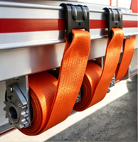 Sangles à cliquet en polyester robustes de 4 pouces, capacité de 5400 LBS (BS2455 LBS WLL), avec crochet à plaque plate pour le fixation de cargaison sur camions et remorques