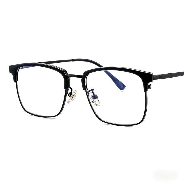Simple Square Full Rim Rimless Pure Titanium Eyeglasses Frames Lightweight Comfortable No Nose Pressure