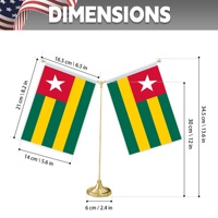 Mini drapeau Togo en forme de Y personnalisable Drapeau de table imprimé numériquement avec base en métal pour décorations