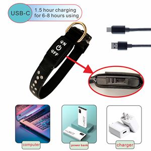 Hot Selling Comfortable Rubber Polyester Webbing 3D <b>Dog</b> Paw Pattern USB Rechargeable Pet LED <b>Collar</b> - Product Image 6