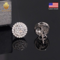 Stock local US Entrepôt Vente en Gros Bijoux Argent 925 Plaqué Or Gra Moissanite Diamant Boucles D'oreilles Cluster pour Hommes Femmes