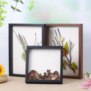 Hot Bán Bán Buôn Tùy Chỉnh A4 Walnut Gỗ Bướm Mẫu Vật 3d Nghệ Thuật Sâu Bóng Hộp Ảnh Khung - Product Image 1