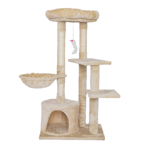 D KING-<span class=keywords><strong>Muebles</strong></span> grandes para gatos, centro de actividades de varios niveles, torre de árbol para gatos con hamaca beige, postes para rascar hechos de madera - Product Image 6