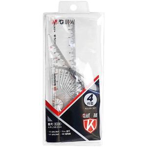 Juego de Reglas de Cuatro Piezas Chenguang, Herramientas Matemáticas de Plástico Transparente, Regla de Medición para Estudiantes ARL96264 - Product Image 3