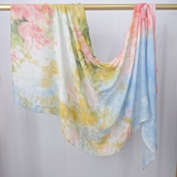 2026 YIDENG 40S Kain Modal Bermotif Dua Sisi Gaya Bohemian Floral/Dot Watercolor Marble Ramah Kulit Bernapas Empat Lapis