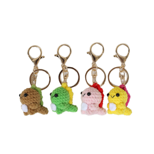 Mignon <span class=keywords><strong>mini</strong></span> dinosaure fil Crochet porte-clés Amigurumi Crochet jouets Animal poupée sac pendentif à breloque à la main Crochet dinosaure porte-clés - Product Image 1