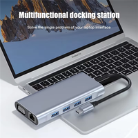 Hub USB-C multiport 11-en-1 en alliage d'aluminium avec USB 2.0, lecteur de cartes SD/TF 4K HDTV et chargement PD - En stock