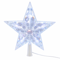 Kühlweißer LED-Kristallstern als Baumspitze, 5-Punkt Facettierter Acryl-Weihnachtsbaum-Spitzen-Dekorationslicht