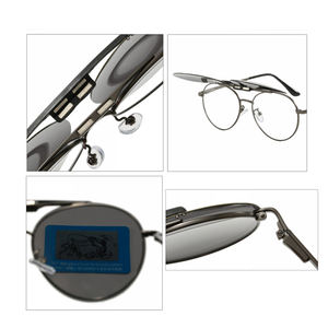 Мужские круглые оправы для очков с двойной перемычкой, магнитные накладные солнцезащитные очки с поляризационными линзами UV400 для ночного видения, оптом - Product Image 3