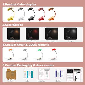 Custom Logo Clip Book <b>Light</b> Bedroom Eye Care 620 650 670nm Red Amber Reading <b>Light</b> Led Rechargeable Clip on Book <b>Light</b> - Product Image 3
