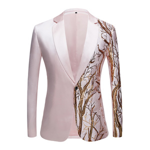 Người đàn ông của thêu Sequins phù hợp với Vàng Sequins giai đoạn hiệu suất trang phục hip hop phù hợp với 2-mảnh áo khoác + quần - Product Image 1