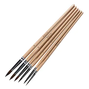 Set <span class=keywords><strong>di</strong></span> 6 <span class=keywords><strong>Pennelli</strong></span> <span class=keywords><strong>per</strong></span> <span class=keywords><strong>Acquerello</strong></span> in Nylon Nero Marten, Punta Tonda, <span class=keywords><strong>per</strong></span> Adulti, Principianti e Studenti, <span class=keywords><strong>per</strong></span> Pittura a Mano - Product Image 3