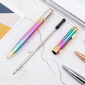 Stylos à bille rétractables personnalisés, en métal pour les entreprises, le bureau et les cadeaux, encre noire moyenne 1,0 mm, couleurs arc-en-ciel - Product Image 4
