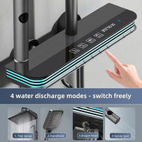 Ensemble de douche haute pression à affichage numérique avec mitigeur thermostatique, 4 modes, pommeau de douche pluie et douchette à main, finition gunmetal, robinet de salle de bain, vente en gros