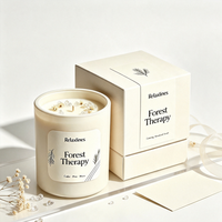 Bougie parfumée de luxe en gros, 100% cire de soja naturelle avec couvercle en bois, boîte cadeau, pot blanc mat pur pour la relaxation et le yoga