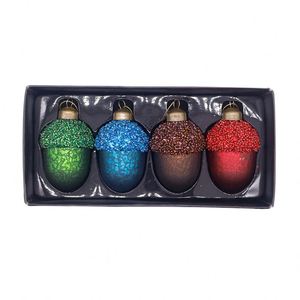 Décorations de fête de Noël en verre peint à la main, ornements en forme de pomme de pin, fournis directement par l'usine - Product Image 1