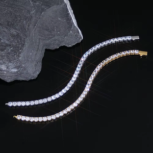 Accessoires Bracelet pour homme Hip Hop avec boucle à ressort, chaîne tennis simple rangée et zircon, Tanjing Fashion - Product Image 2