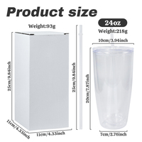 Bouteille d'eau à double paroi personnalisée de 24 oz, gobelet à globe à neige vide en plastique acrylique transparent avec couvercle et paille