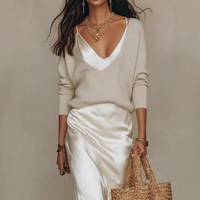 Ensemble deux pièces pour femme, haut à manches courtes en mousseline de soie et élasthanne, taille naturelle, couleur unie, élégant, formel, pour le bureau, écologique et lavable