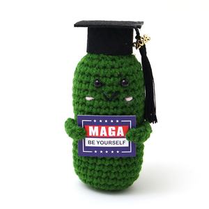 Lindo Sombrero de Vaquero de Ganchillo de Lana Animal Hecho a Mano, Pepino Emocional, Pepino Divertido, Pepino Motivacional, Regalos para Amigos, Festivo - Product Image 2