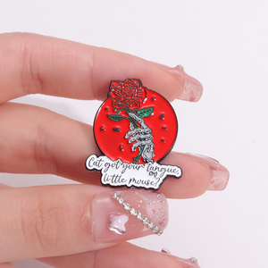 Gato tiene tu lengua pequeño ratón esmalte Pin oscuro Romance broche solapa insignia joyería regalo al por mayor - Product Image 4