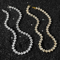 Mode Triple Rond Collier Bracelet Ensemble Bijoux pour Femmes Glacé Strass Cluster Lien Bracelets Collier
