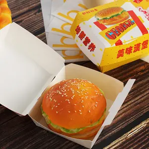 Factory Hot Sale Customized Size Printing Disposable Eco-friendly Kraft Paper Food Packaging Box Hamburger Box