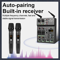 Mélangeur Audio Portable Professionnel Biner UF4-M Mini 4 Canaux avec 2 Microphones Sans Fil et Console Audio DJ USB 4 Canaux