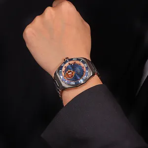 Calidad perfecta cristal de zafiro logotipo personalizado resistente al agua banda encantos Damasco titanio hombre reloj