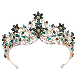 Nouvelle collection : Grande <span class=keywords><strong>couronne</strong></span> de cheveux en alliage, style européen et américain, ornée de fleurs et de diamants, pour mariée, <span class=keywords><strong>mariage</strong></span>, bal de promo, anniversaire, concours de beauté - Product Image 4