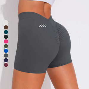 Shorts de yoga <span class=keywords><strong>femme</strong></span> à logo personnalisé, taille en V, couleur unie, effet fessier galbé, taille élastique, extensible dans les quatre sens, séchage rapide - Product Image 5