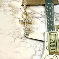 Pendentif Croix Ankh Égyptienne en Argent, Bijoux Hip Hop Tendance, Sertis de Diamants Moissanite et Zircon Cubique