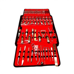 Juego de Instrumentos Quirúrgicos Dentales de 61 Piezas, Kit de Herramientas Manuales de Extracción Oral de Acero Inoxidable, Estuche Rojo - Product Image 1