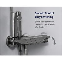 Système de douche haute pression de luxe gris chromé avec touches de piano, ensemble de douche pluie en aluminium avec valve en céramique pour salles de bain de villas
