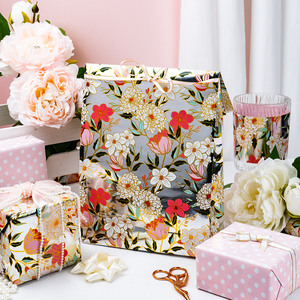 Floral <b>Pattern</b> Metallized Gift Wrapping <b>Paper</b> Double-Sided Waterproof for Gift & Craft Packaging - Product Image 2