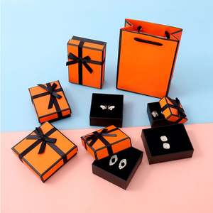 Joyero simple, joyero naranja, caja de anillos, pendientes, tachuelas, pendientes, caja de papel, caja de embalaje de regalo pequeña al por mayor - Product Image 3